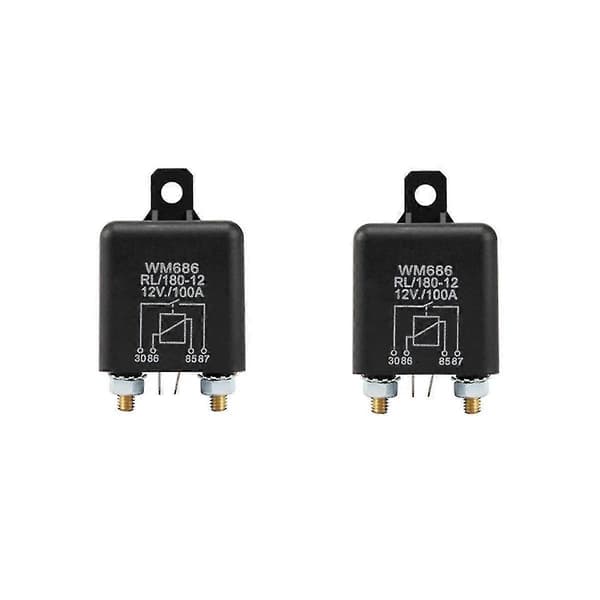 2 stk. 12v 100amp 4-benet kraftig tænd/sluk-kontakt Split Charge Relæ til Auto Båd Van Sort
