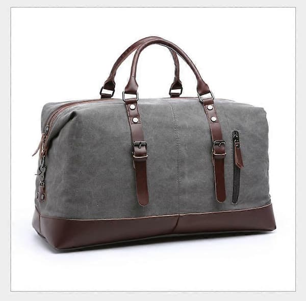 Lærred Læder Mænd Rejsetasker Håndbagage Tasker Mænd Duffel Tasker Håndtaske Rejse Gray