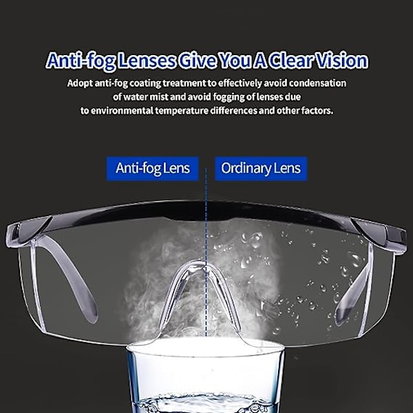Sikkerhedsbriller Beskyttende Øjenværnsbriller Anti-Scratch Googles til Mænd Kvinder Klar til DIY, Lab, Svejsearbejde, Slibning, Cykling, Laboratorium