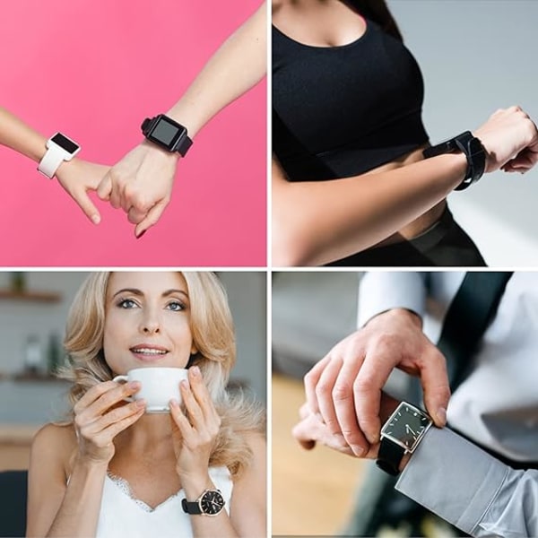 2 stk silikonklokkeremmer, med svart eller sølv rustfritt stålspenne kompatibel med Smart Watch Sportsklokke-armbånd for menn kvinner