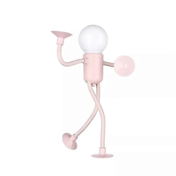 Formskiftende Sjov Sportsmand Natlampe Knap Batteri Bordlampe Alsidig Mini Lampe Kreativ O Pink
