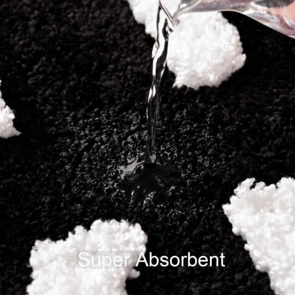 Sød sort og hvid bademåtte interessant skridsikker badekar dekoration måtte super absorberende gulvmåtte maskinvaskbar