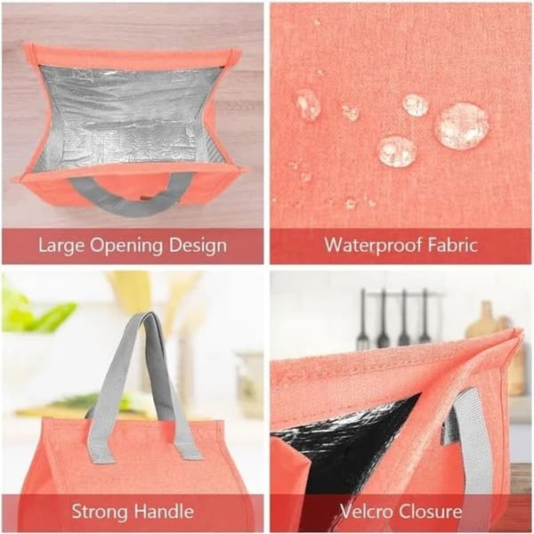 Isoleret madpose, stor kapacitet, pink, til arbejde, kontor, rejser, picnic
