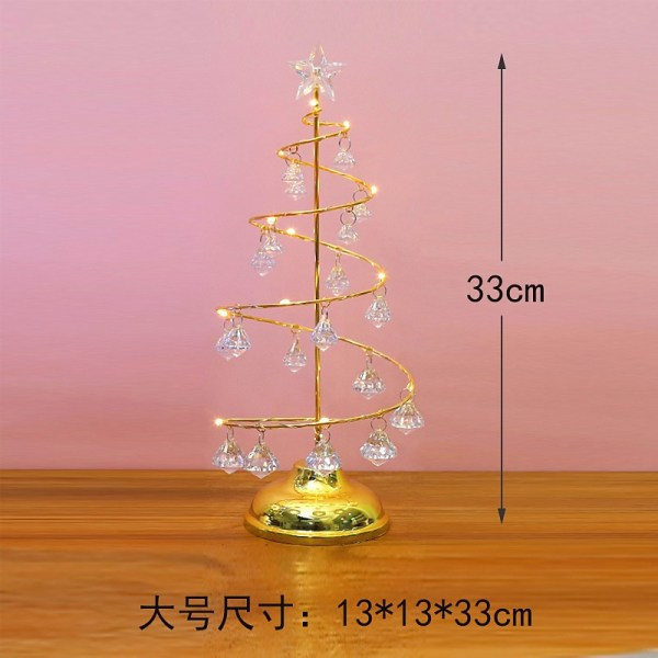 Julgranspynt med kristallkula, LED-belyst skrivbordsdekoration Stjärnpynt Display Metallstativ Bordsskiva Ljusstake, guld guld large
