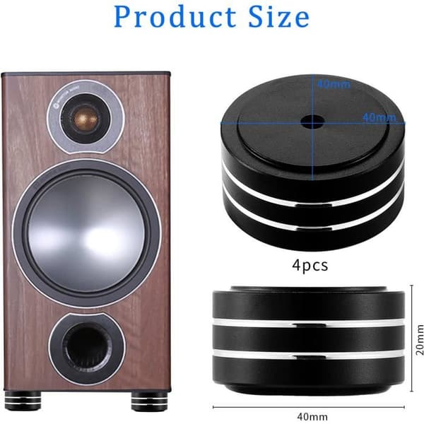 Højttaler isolationsfødder 4x, aluminium HiFi, pladespiller/lydudstyr, anti-vibration