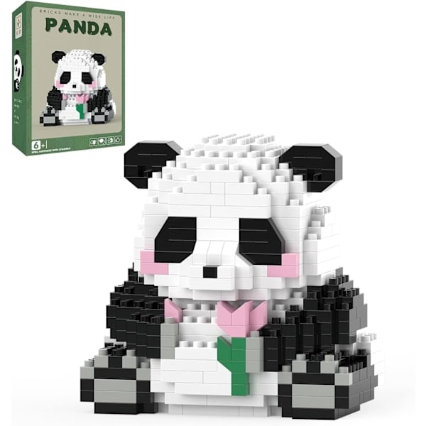 Mini Byggeklodser - Vinkende Panda, Festgaver - Mikro Klodser Panda Legetøj til Børn 6 7 8 9 10+, Mini Klodser Byggesæt (538 stk), Panda A-4