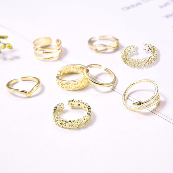 Öppen tåring set för kvinnor hypoallergen justerbar blomma knut enkel pil fingrar led svans ring band sandaler fot smycken