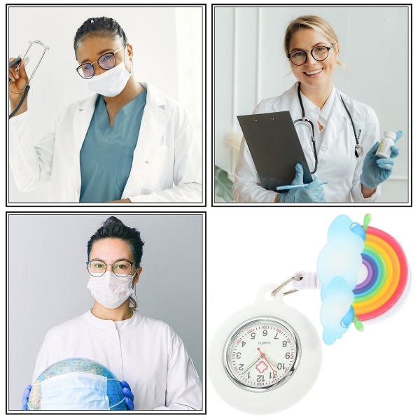 Retractable Rainbow Badge Watch Bærbar Nurse Watch Gave til piger, kvinder