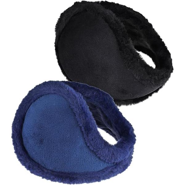 2 pakkausta fleece-korvaläppiä talven korvalämmittimiä naisille ja miehille tuulenpitävät plyysikorvaläpät kylmälle säälle juoksuun ulkoilulajeihin lumilautailuun (paksu)