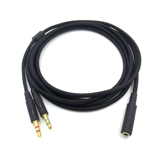 3,5 mm Universal 2-i-1 Spillingshodetelefon Audio- Forlengelseskabel for HyperX Cloud II/Alpha-/Cloud Flight/C