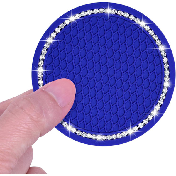 Bling Bilbægreunderlag, 2 stk. PVC Bilkopholder Gadget Auto Indsæt Bægerunderlag - Anti Slip Universal Bil Interiør Tilbehør (2,75\" Diameter) Sort