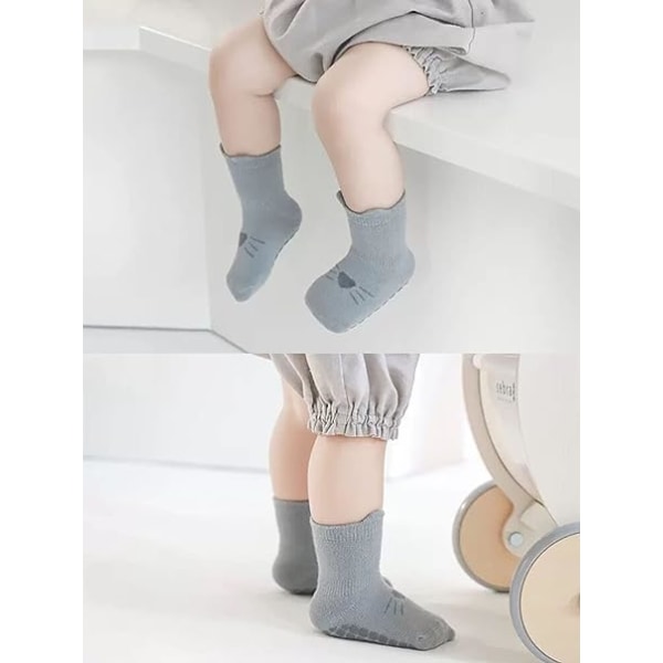 5 par Baby Kids Anti-slip sokker Bomuld skridsikre Ankelstrømper Dyr