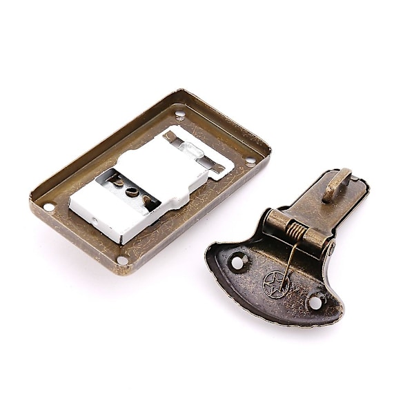 Bronzefarvet Læder Kuffert Spænde Æske Vintage Metal Lås Antik Toggle Hasp L