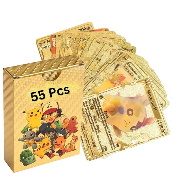55 kort gull | Gold Foil Cards Assorted Cards Deck Box - VS