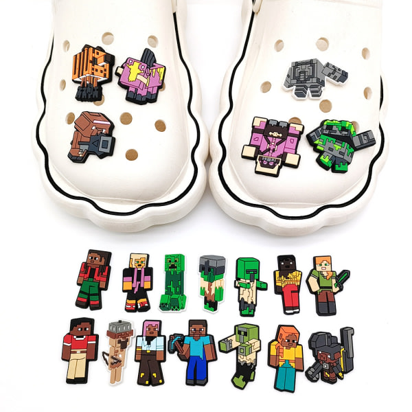 20 stk. Croc Charms Minecraft Sko Dekoration Tegneserie Tilbehør til Clog Sandaler Armbånd