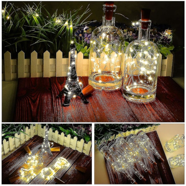 12 stk. flaske lys, kork lys til vinflasker, 2m 20 LED fe lys
