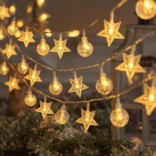 Juleguirlande - 10M 100 LED Stjerne Julelyskæde - Gardinlys - 8 Tilstande