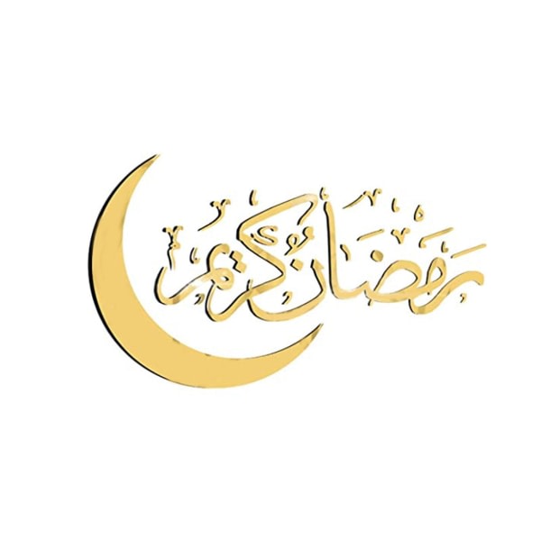 Eid Mubarak Veggdekor Moon Art PVC-klistremerke for muslimsk islamsk tema gull