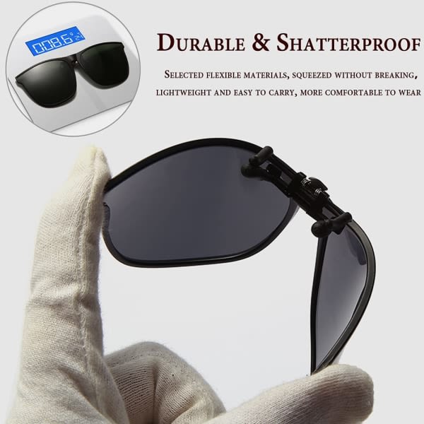 Polariserte Clip-on-solbriller - Solbriller Clip-on-briller for menn, kvinner, stor ramme Clip-on-flip-up-solbriller for kjøring Fiske utendørs