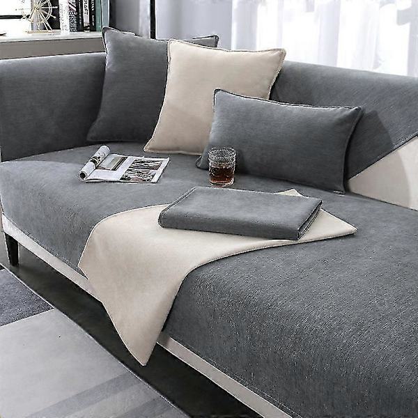 Halksäker Vintage Soffa Skydd Filt - Soffa Skyddande Överdrag Grey 70x150cm