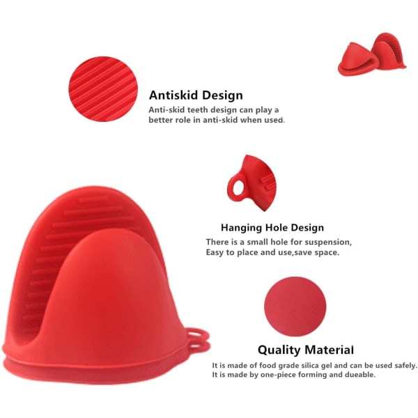 Ovnhandske Tykke silikone Grydeholder Mini Ovnhandsker Varmebestandige klemmebetræk til bagning, madlavning, grillning
