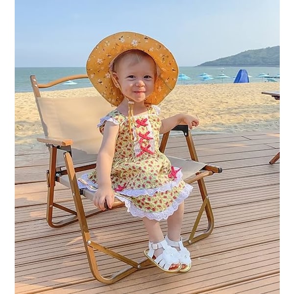 Baby Girls aurinkohattu UPF 50+ UV-suoja, Baby Summer -aurinkohattu säädettävällä leukahihnalla (6-18 kuukautta)