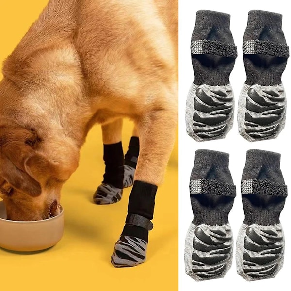 4 par Halkskyddande strumpor för hundar, tasskydd mot slickning och halkning, perfekt för hundtasskydd på trägolv Stripe M