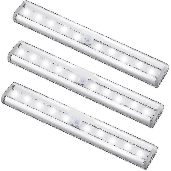 3-pak oppgradert USB-oppladbar 10 LED magnetisk bevegelsessensorlys