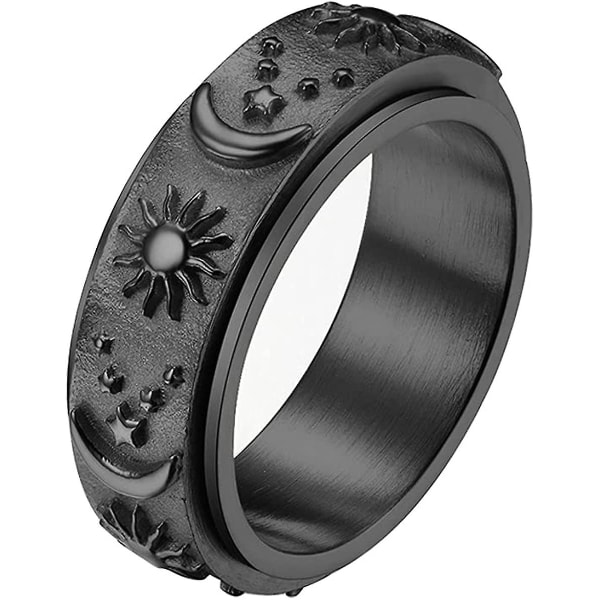 Rostfritt stål Spinner Ring för ångest Fidget Ringar för att lindra stress Ångest Ring Sun Moon Stars Promise Förlovningsring Storlek 6-12 - -