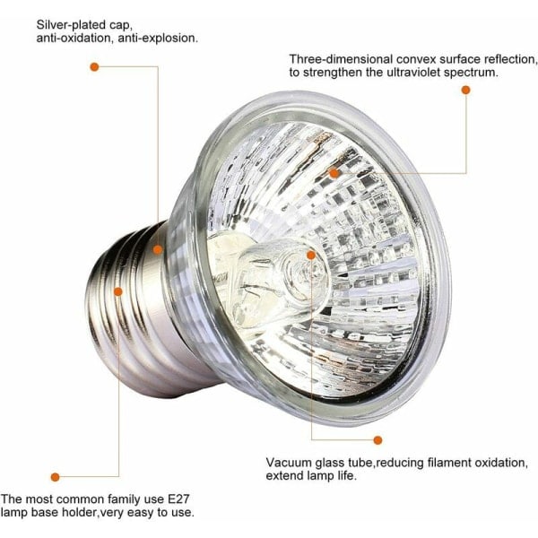 FlkwoH 75W UVA UVB Reptil Lampe Lyspære Skildpadde Solbadning UV Lamper Varmelampe Lyspære til Reptiler Akvarium Skildpadde, Firben, Slange, 6-pak