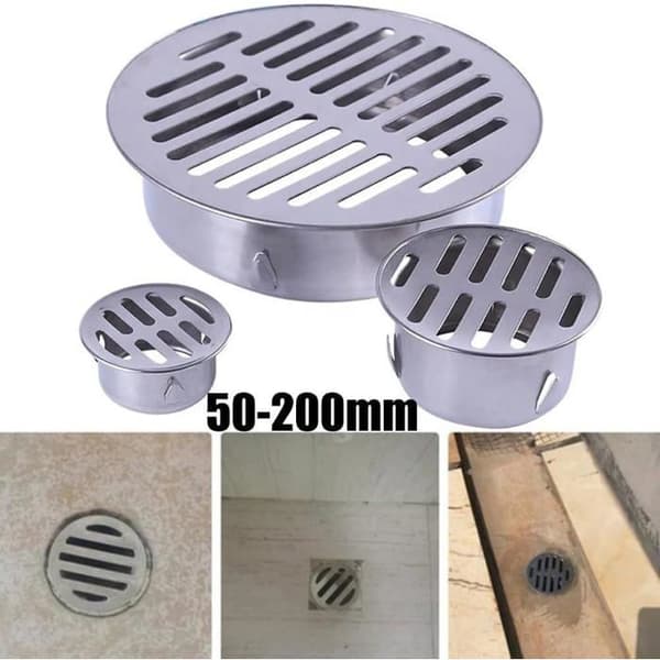 Afløb i rustfrit stål - Anti-tilstopning metalrist - Til balkon og gårdhave (200 mm)