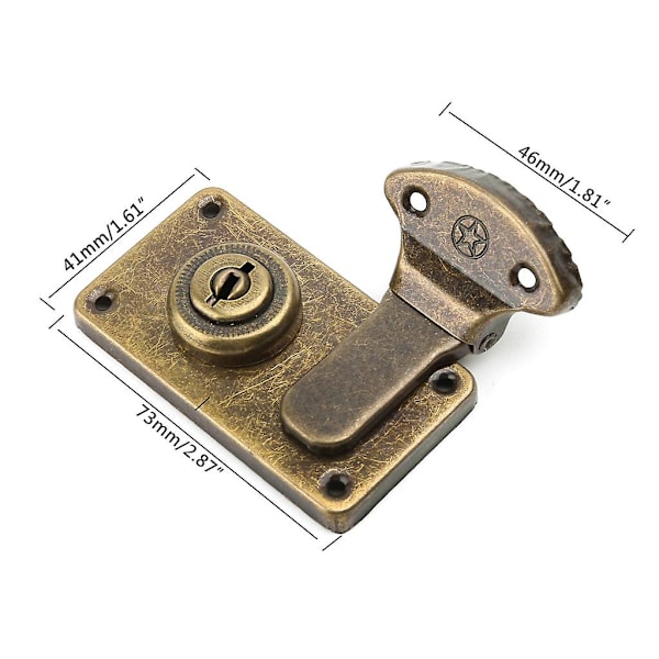 Bronzefarvet Læder Kuffert Spænde Æske Vintage Metal Lås Antik Toggle Hasp L