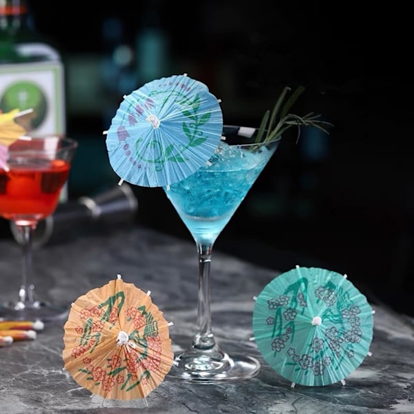 50 st Cocktailparaplyer för drinkar - Färgglada pappersdrinkparaplyer