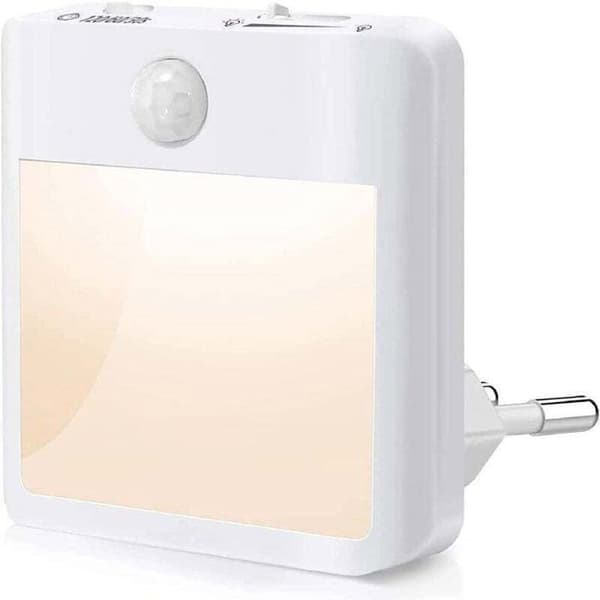 Plug-in nattlys, [2-pakning] Nattlys med bevegelsessensor (PÅ/AUTO/AV), Dimbar LED nattlys 3500K Hvit