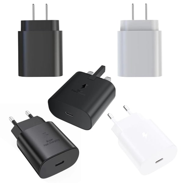 USB C-laddningskontakt Snabb och säker telefonladdningsadapter för GalaxyS23, S22, S21, S20, S10, Note 20, A53, A52, A33 A7 White - US