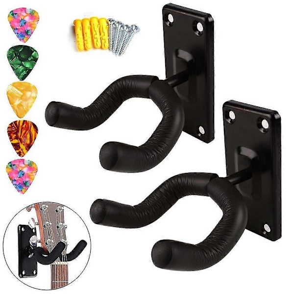 2 Pakk Gitarhenger Gitarkrok Gitarholder Gitar Veggfeste Hengere For Elektriske Akustiske Og Bassgitarer Ukulele-Yvan