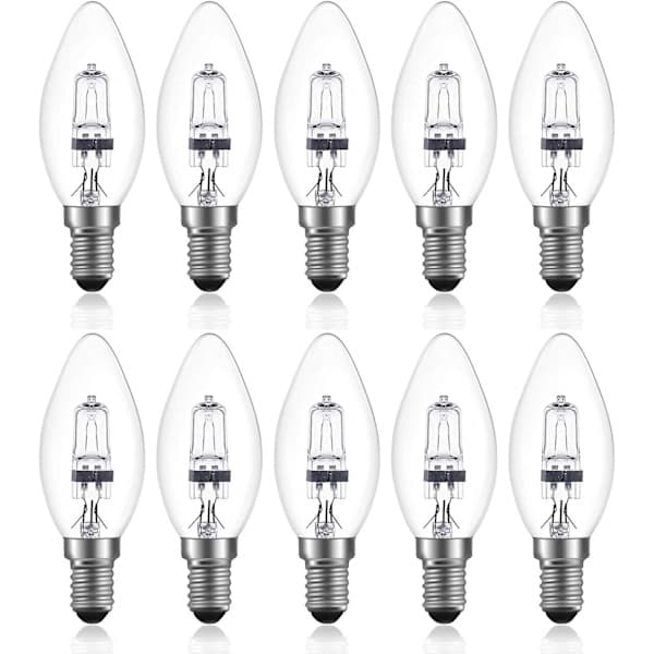42W E14 C35 Dæmpbar Halogenpære AC 220-240V Varm Hvid 2700K E14 Transparent Halogenpære (10 stk)