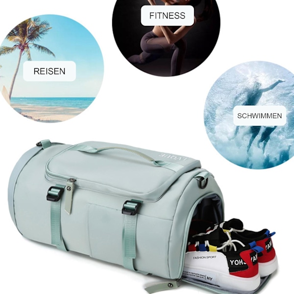 Gymtaske til Kvinder Sportstaske Rejsetaske Weekender Overnight Taske med Skoafdeling light green