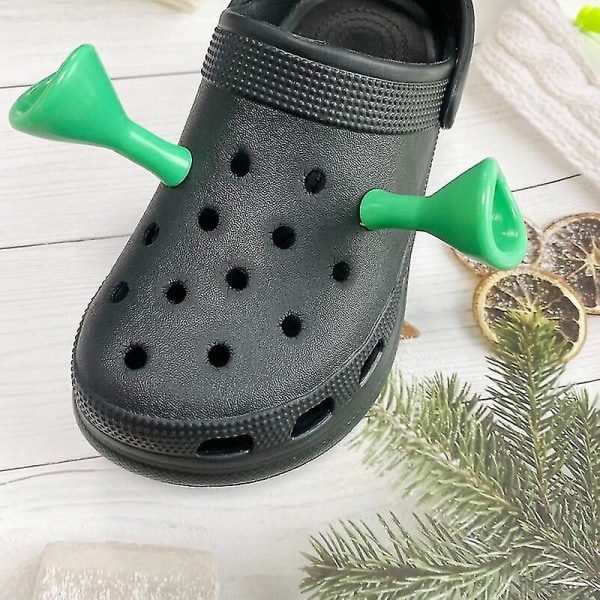 10 kpl Cartoon Ear Shoe -korut, Mini Shrek Ears -kenkäkorut Crocsille, Täydellinen sarjakuvalahja Croc Clog -sandaaleille