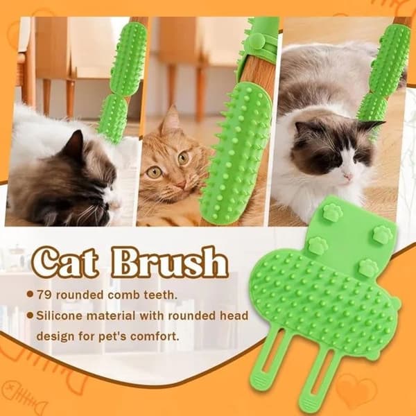 Silikonborste för kattvård, dubbelremfäste, 16x12 cm, 3-pack, Anti-hår Massage Kliande Grön