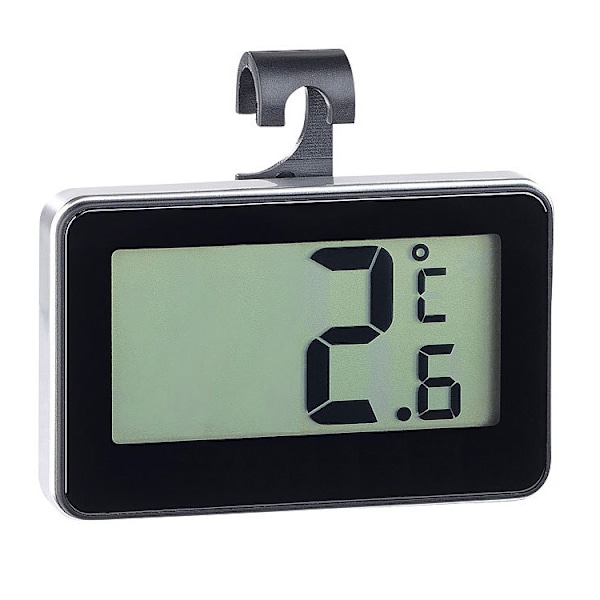 Køleskabstermometer, pakke med 2 LCD digitalt køle-fryseskabstermometer med hængekrog og udtrækkeligt stativ Black