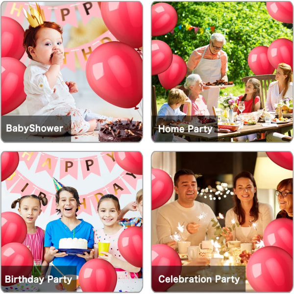 Röda ballonger, 100 st 10 tums röda ballonger, röda ballonger Latexballonger för bröllop, födelsedag, festdekorationer