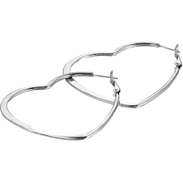 Smykker Dameøredobber, Rustfritt Stål, Store Kreoløredobber Kjærlighet Hjerte Stud Gave Tw