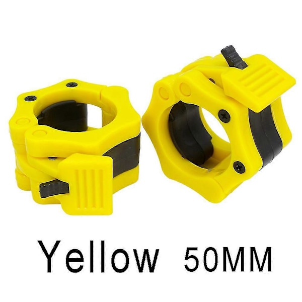 2st/lot Skivstångslås 25mm 28mm 30mm 50mm Skivstångshalsband Clip Hantellås Viktlyftning Skivstångsklämmor Fitness Kroppsbyggning Yellow-50mm