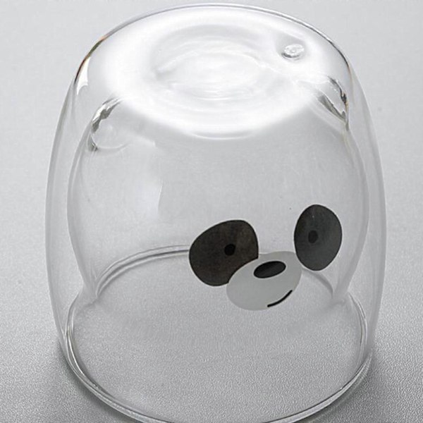 Söt Kaffemugg Tekopp Mjölkkopp Dubbelväggigt Glas Björn Ankunge Tecknad, 100% NY Multicolor Puppy