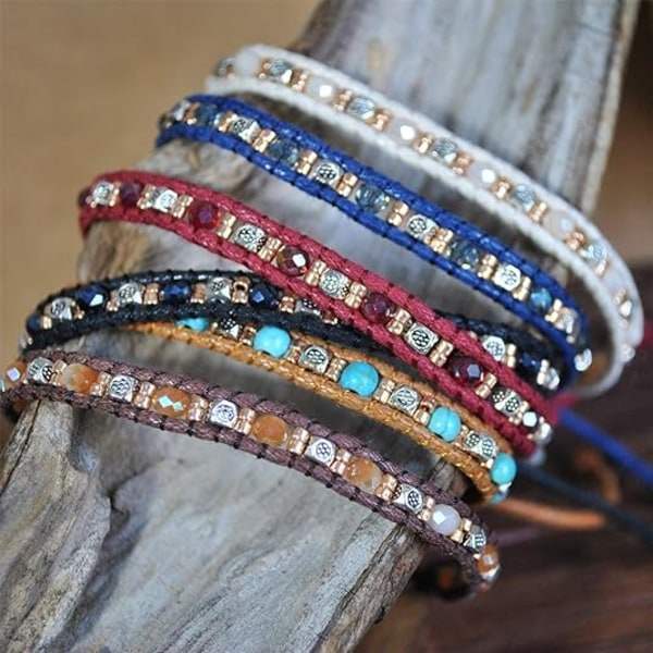 Perle Armbånd Flettet Flettet Bomuld Væv Voks Reb Kæde Boheme Armbånd Retro Justerbar Armbånd Håndlavet Venskab for Kvinder Pige