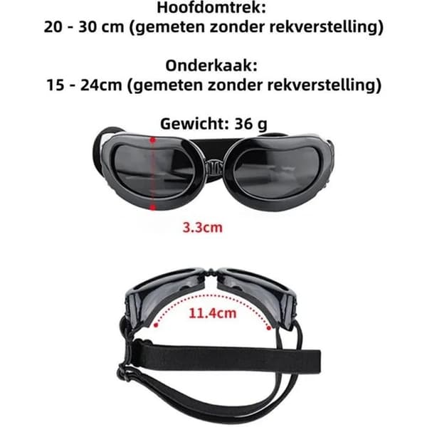 Solbriller til hunder og katter, UV-beskyttelse, justerbart bånd, gul