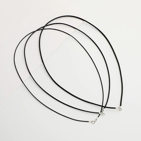 Handgjord 2mm Svart Silkesnöre Kedja Halsband För Kvinnor Med 925 Sterling Silver Hummerlås Tunn Mjukt Rep Kedja Halsband 18in