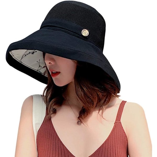 Kvinders Mesh Solhatte, UPF UV-beskyttelse, Pakkelige, Bred Skygge,