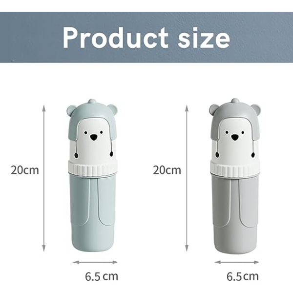 2-pack bärbar tandborsthållare för hem, skola, resor, camping (blå+grå)